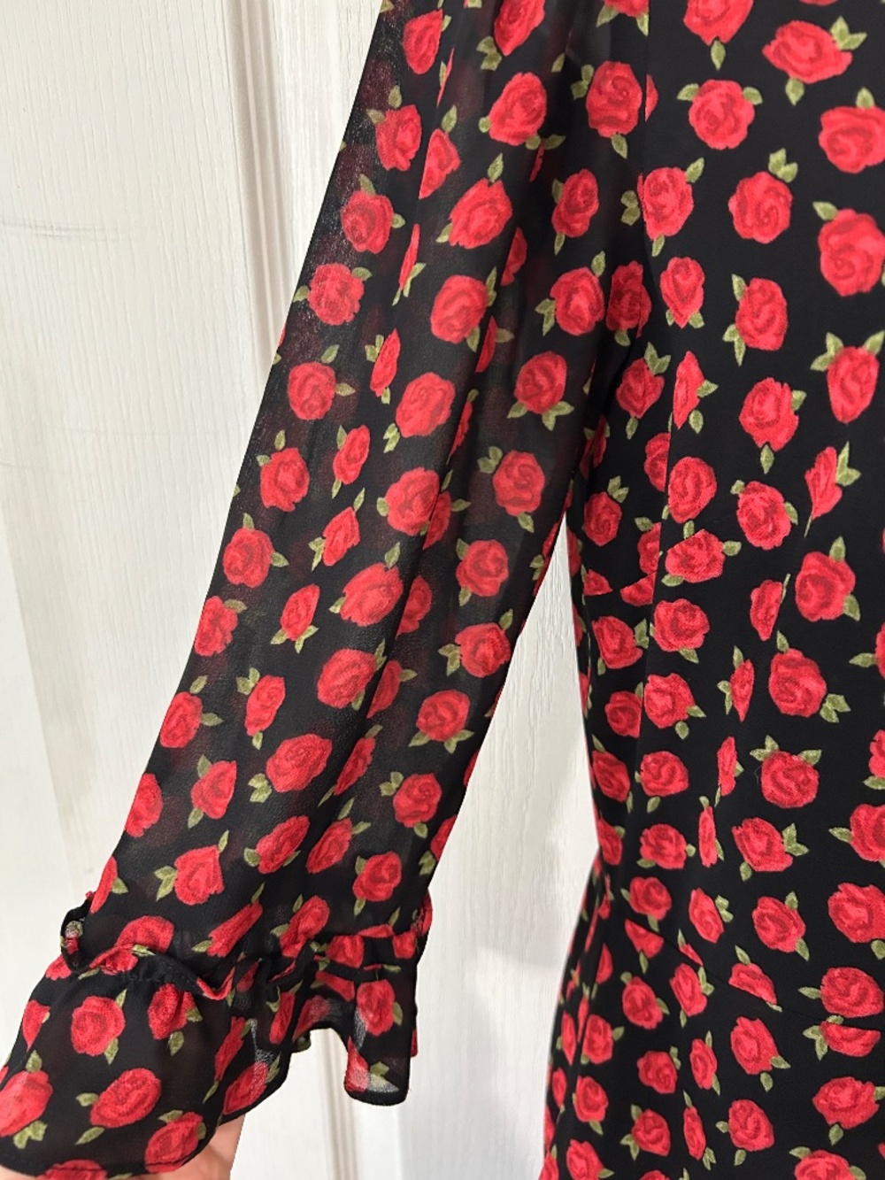 Dress Reformation Anthro Red Roses Ruffles Romantic - Picture 7 of 13